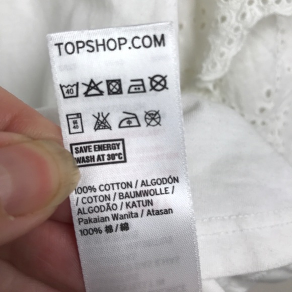 TOPSHOP White Eyelet Double Layer Sleeve Tee Shirt - Picture 14 of 15